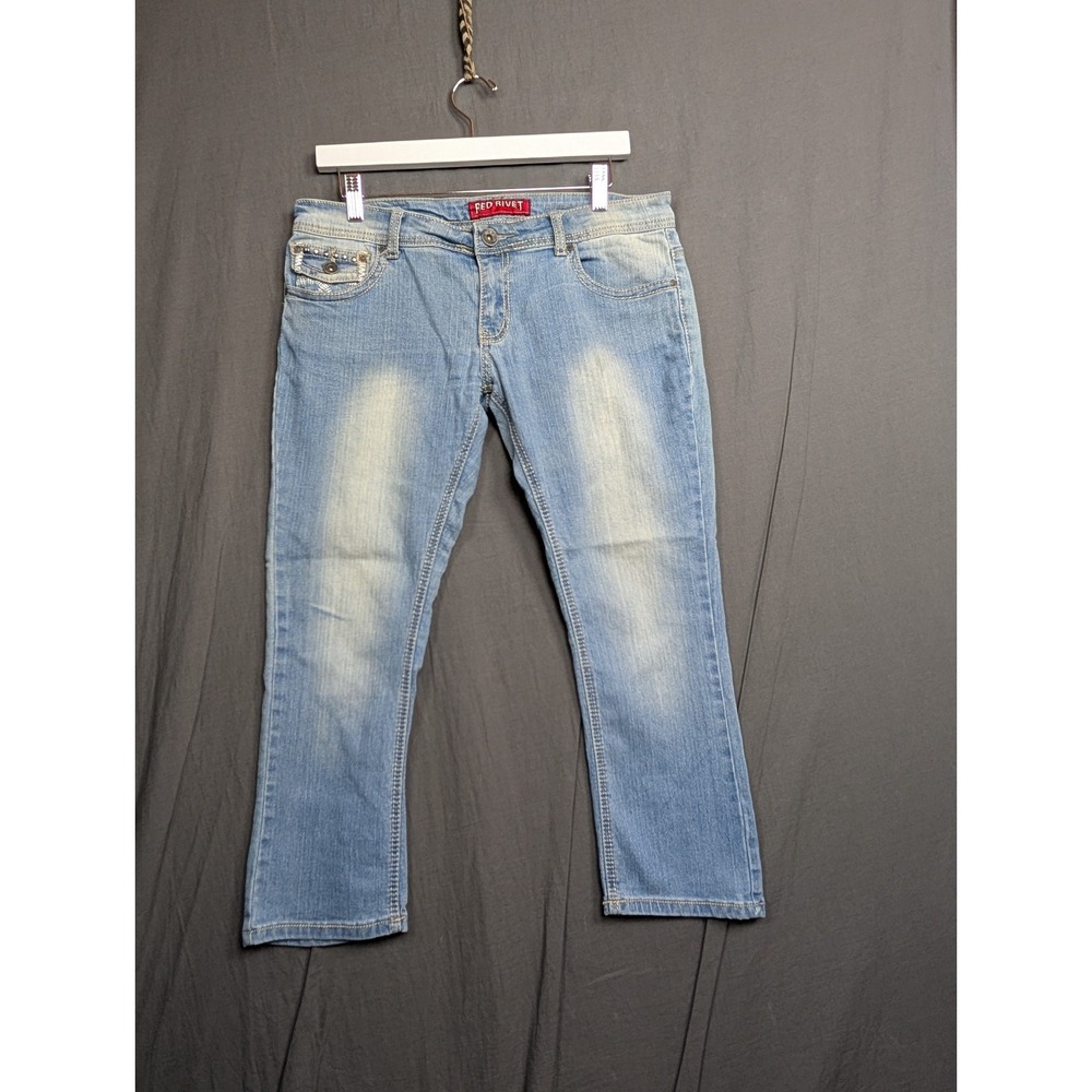 Red Rivet Women's Jeans Size 13 Low Rise‎ Blue Stretch